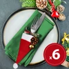 Kép 1/4 - Karácsonyi evőeszköz dekor - mikulássapka - 17 cm - 3 féle - 6 db / csomag