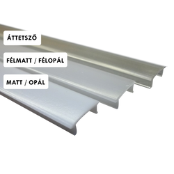1m Polikarbonát fedő 12 mm széles 30°/60° dőlés és DEEP alumínium profilhoz, alusínhez fél matt (CON 782 3127-hez)