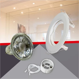 Kerek alakú Fehér színű fix állású keret, 5 W Meleg fehér COB spot LED fényforrás Szett