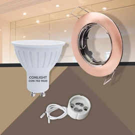 Kerek alakú Antik bronz színű billenthető állású keret, 5 W Napfény fehér spot LED fényforrás Szett