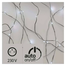 KARÁCSONYI FÉNYF NANO 10M 100LED IP44 EZÜST VEZ. IDŐZ. HIDEG
