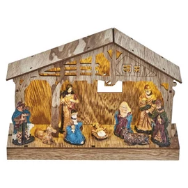 KARÁCSONYI DEKO BETLEHEN 26x19cm 5LED 3xAA IDŐZÍTŐ MELEG F.