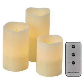HOME DECO LED GYERTYA 3DB KÖR 7.5x10/12.5/15 9xAAA TÁV. VINT