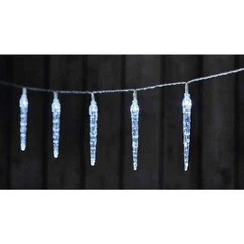 KARÁCSONYI FÉNYF JÉGCSAP 10LED 2×AA IDŐZÍTŐ HIDEG FEHÉR