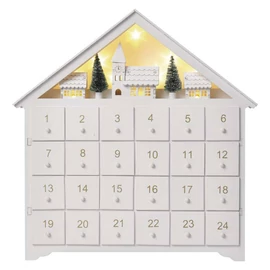 KARI DEKO ADVENTI HÁZ FEHÉR 33x35 8LED 2xAA ID MF