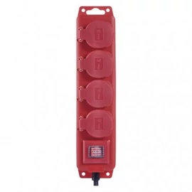 Hosszabbító 10 m / 4 aljzat / kapcsolós / fekete-piros / gumi-neoprén / 1,5 mm2