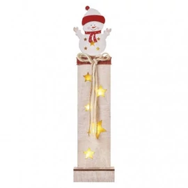 LED dekoráció, fa – hóember, 46 cm, 2x AA, beltéri, meleg fehér, időzítő