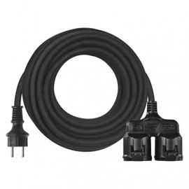Kültéri hosszabbító 10 m / 2 aljzat / fekete / gumi / 250 V / 1,5 mm2