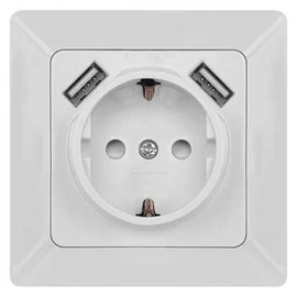 EMOS Aljzat USB csatlakozóval, SCHUKO fehér