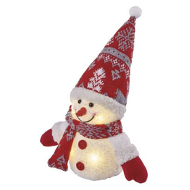 LED karácsonyi világító hóember, 25 cm, 3x AAA, beltéri, meleg fehér, időzítő