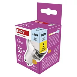 LED izzó Classic MR16 / GU10 / 3 W (32 W) / 345 lm / Hideg fehér