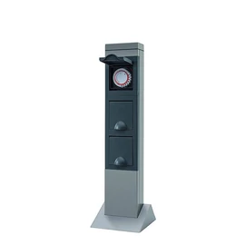 Kerti energiaoszlop 2 dugaljjal + időkapcsolóval, SteelCraft ezüst 0087770712