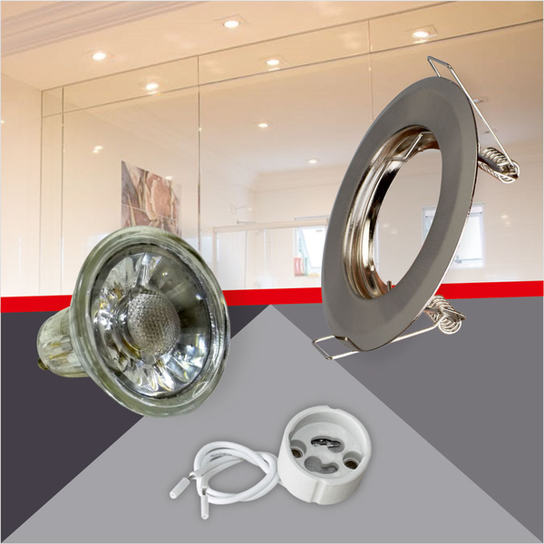 Kerek alakú Matt króm színű fix állású keret, 5 W Meleg fehér COB spot LED fényforrás Szett