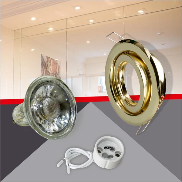 Kerek alakú Arany színű billenthető állású keret, 5 W Meleg fehér COB spot LED fényforrás Szett
