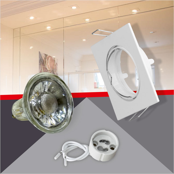 Négyzet alakú Fehér színű billenthető állású keret, 5 W Meleg fehér COB spot LED fényforrás Szett