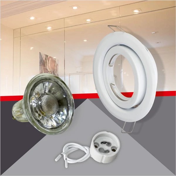 Kerek alakú Fehér színű billenthető állású keret, 5 W Meleg fehér COB spot LED fényforrás Szett