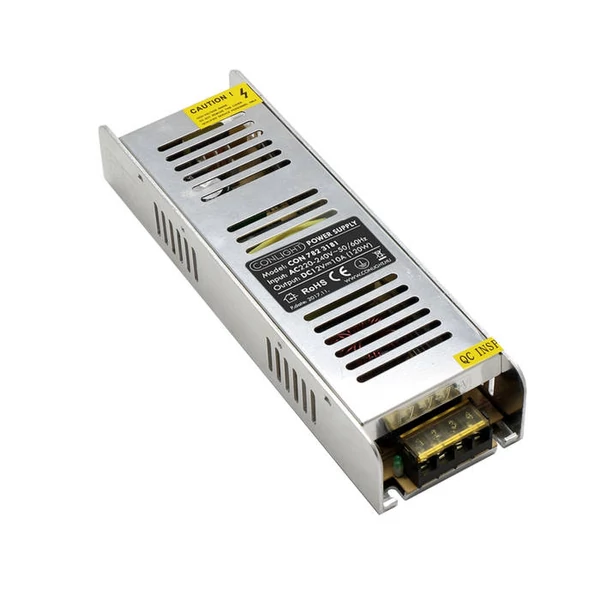 120W SLIM Egyenfeszültségű stabilizált fémházas beltéri tápegység, ventillátor nélkül!