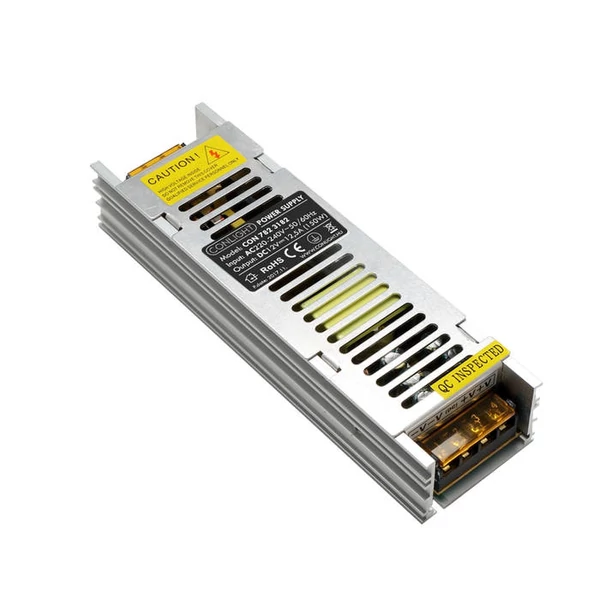 150W SLIM Egyenfeszültségű stabilizált fémházas beltéri tápegység, ventillátor nélkül!