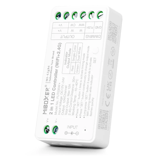Rádiófrekvenciás Dimmer egyszínű(pl:fehér)/CCT Ledszalaghoz        wifi funkcióval, tuya kompatibilitással (Vezérlő)
