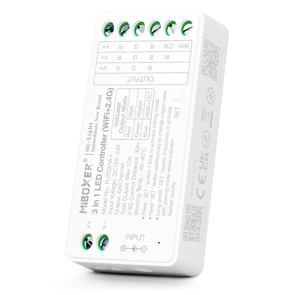 Rádiófrekvenciás Dimmer RGB/RGBW/RGBCCT Ledszalaghoz (Vezérlő), Wifi funkcióval