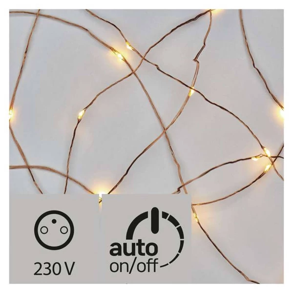 KARÁCSONYI FÉNYF NANO 4M 40LED IP44 RÉZ VEZ IDŐZÍTŐ MELEG