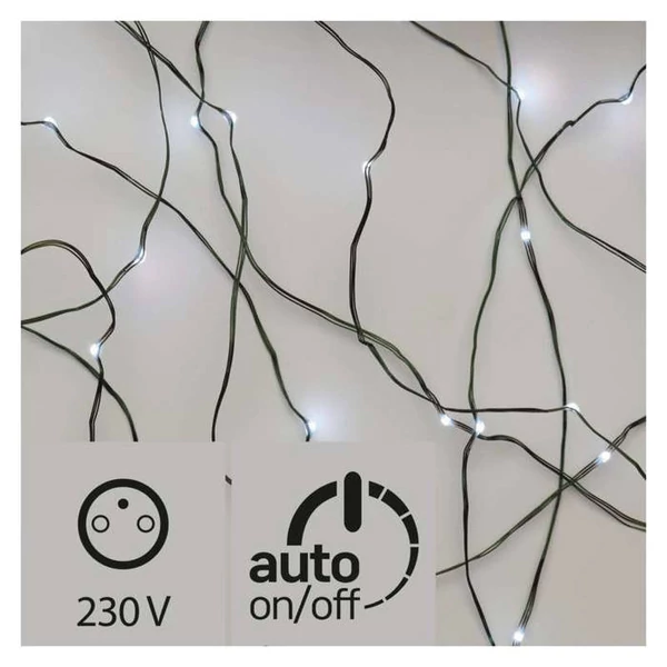 KARÁCSONYI FÉNYF NANO 7.5M 75LED IP44 ZÖLD VEZ IDŐZÍTŐ HIDEG