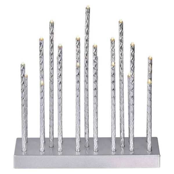 HOME DECO GYERTYA ÁLLVÁNY EZÜST 19LED IP20 3xAA IDŐZ. MELEG