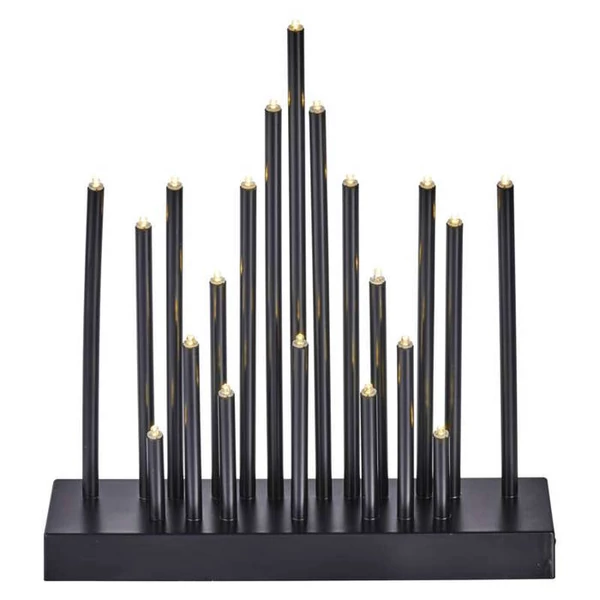 HOME DECO GYERTYA ÁLLVÁNY FEKETE 20LED IP20 3xAA IDŐZ. MELEG