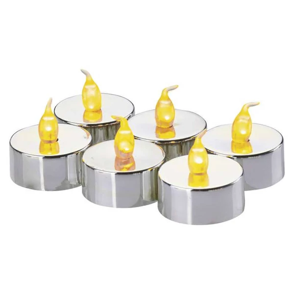 HOME DECO LED TEAMÉCSES EZÜST 6DB 3.8cm 6xCR2032 VINTAGE