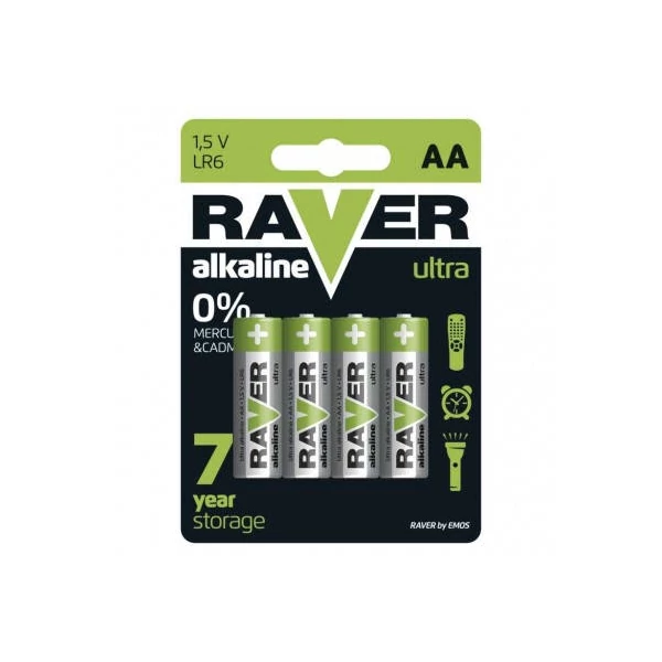 RAVER Alkáli elem AA 4db/bliszter