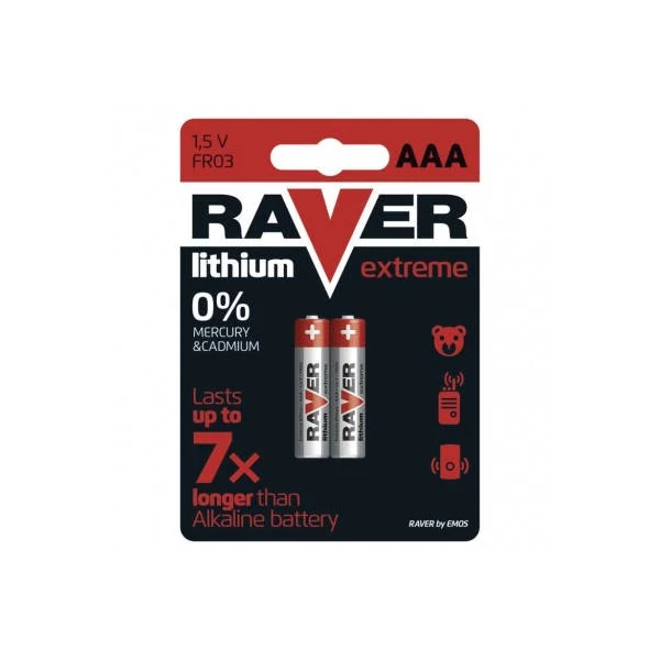 RAVER Lítium elem AAA 2db/bliszter