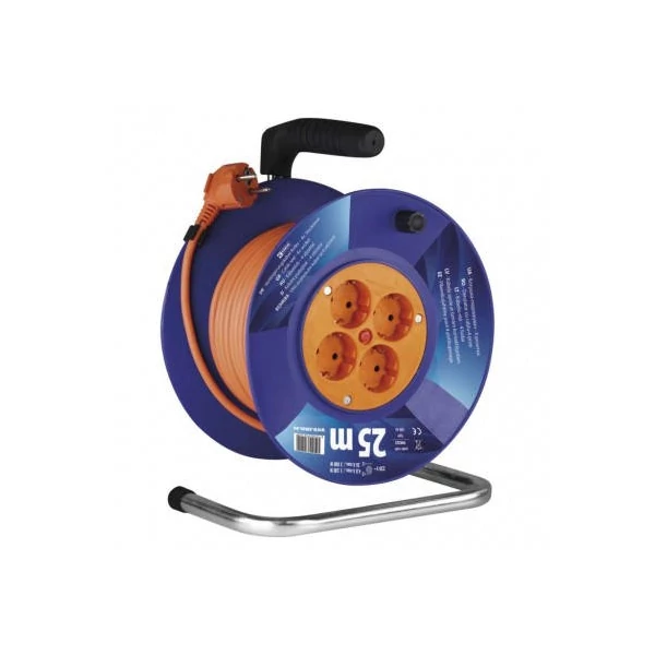 Kábeldob 25 m / 4 aljzat / narancssárga / PVC / 230 V / 1,5 mm2