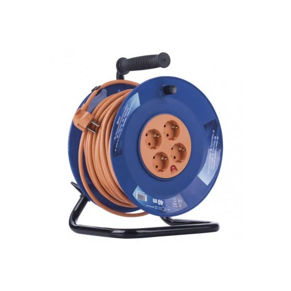 Kábeldob 40 m / 4 aljzat / narancssárga / PVC / 230 V / 1,5 mm2