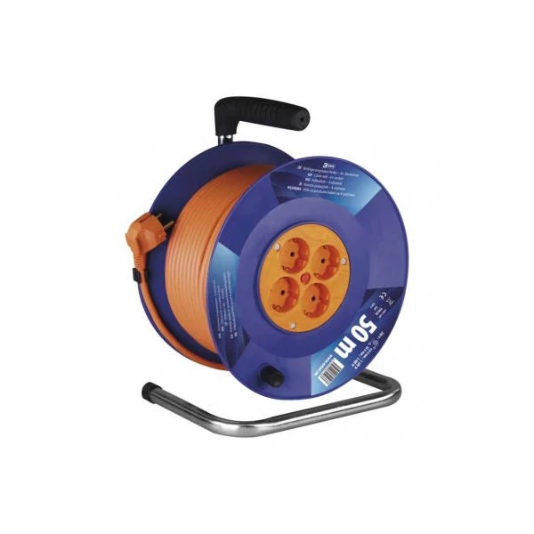Kábeldob 50 m / 4 aljzat / narancssárga / PVC / 230 V / 1,5 mm2