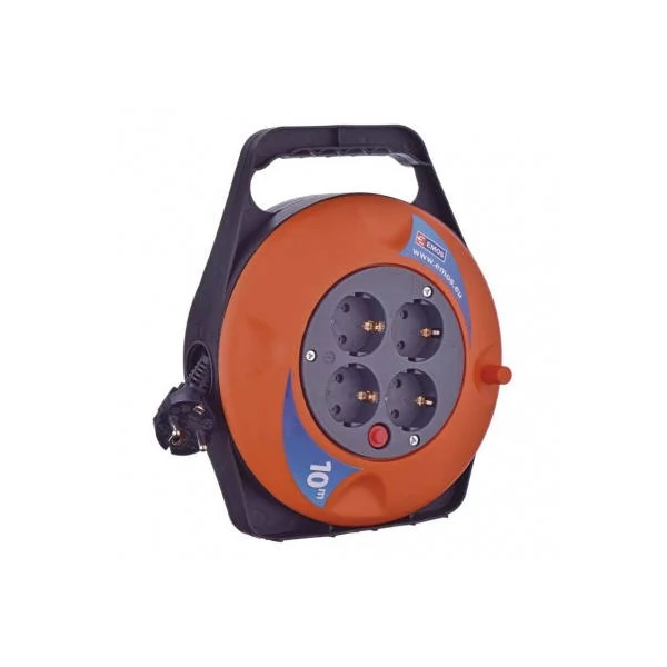 Kábeldob 10 m / 4 aljzat / fekete / PVC / 230 V / 1 mm2