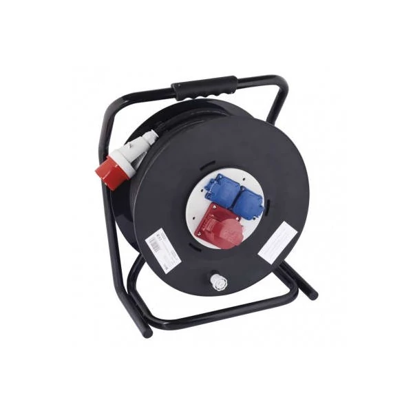 Kültéri kábeldob 33 m / 3 aljzat / fekete / gumi / 230V/400V / 2,5 mm2