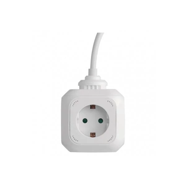 Hosszabbító - kocka 1,9 m / 4 aljzat / fehér / PVC / USB / 1,5 mm2