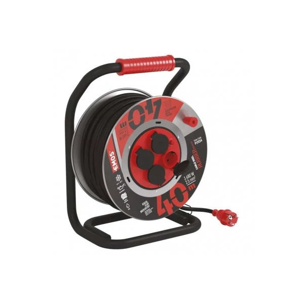 Kültéri kábeldob 40 m / 4 aljzat / fekete / gumi-neoprén / 230V / 2,5 mm2