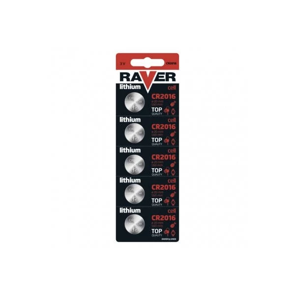 RAVER Lítium gombelem CR2016 5db/bliszter
