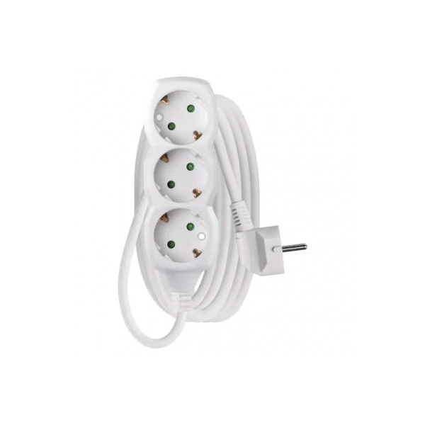 Hosszabbító 3 m / 3 aljzat / fehér / PVC / 1,5 mm2