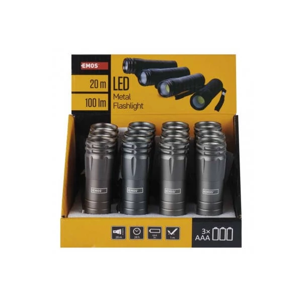 EMOS COB LED zseblámpa 3W 100lm 3xAAA 12db, display box