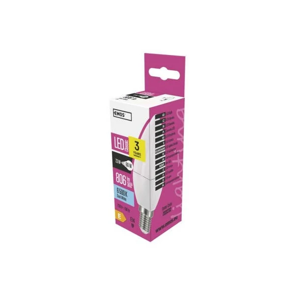 EMOS Classic LED izzó gyertya E14 7,3W 806lm hideg fehér