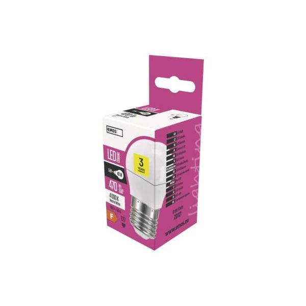 EMOS Classic LED izzó kisgömb E27 5W 470lm természetes fehér