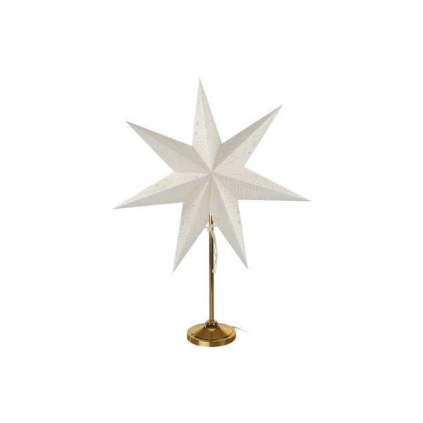 LED papírcsillag, aranyszínű talppal, 45 cm, beltéri