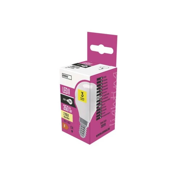 EMOS Classic LED izzó kisgömb E14 4.1W 350lm meleg fehér