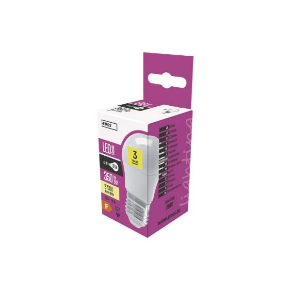 EMOS Classic LED izzó kisgömb E27 4.1W 350lm meleg fehér