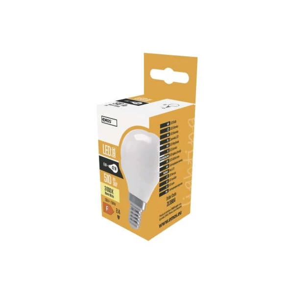 EMOS Value LED izzó kisgömb E14 6W 510lm meleg fehér