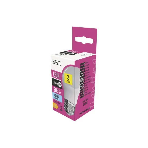 EMOS Classic LED izzó kisgömb E27 7,3W 806lm hideg fehér