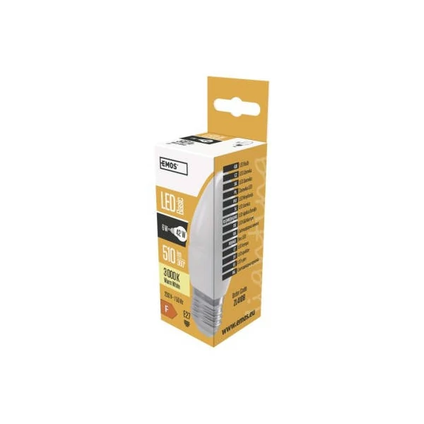 EMOS Basic LED izzó gyertya E27 6W 510lm meleg fehér
