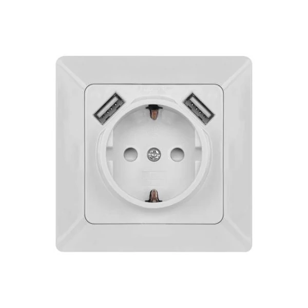 EMOS Aljzat USB csatlakozóval, SCHUKO fehér